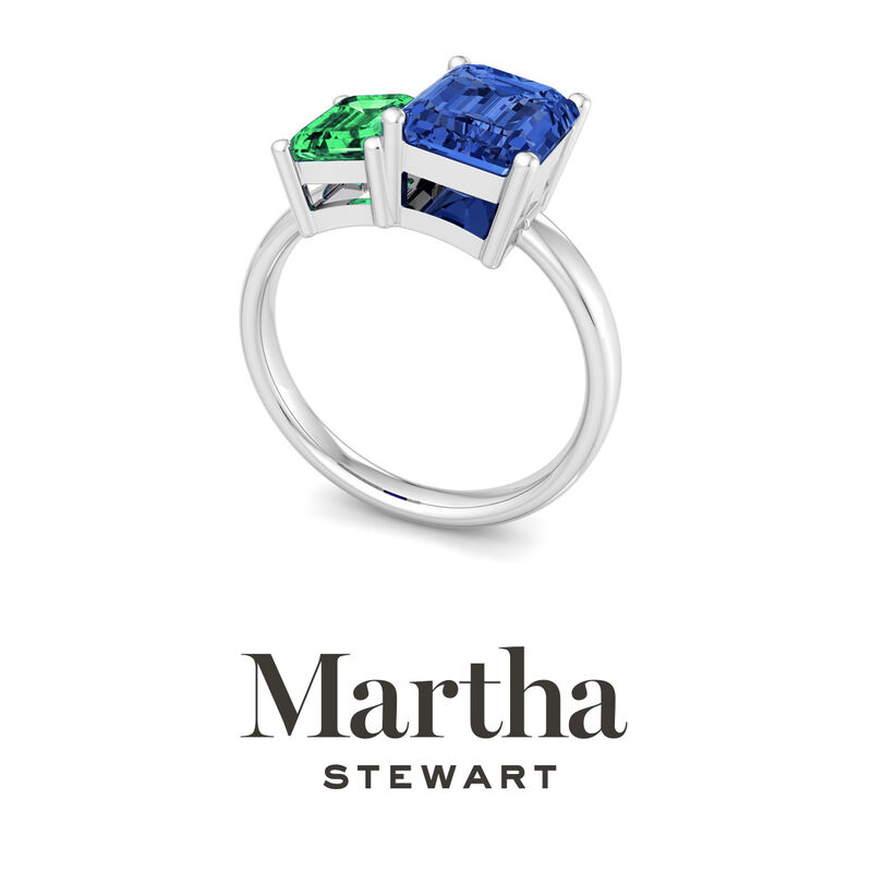 Martha Stewart 3 1/4ctw. Emerald & Sapphire Two Stone Ring In Sterling Silver image number null